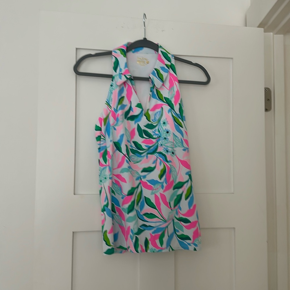 Lily Pulitzer Lakelyn Bra Polo in Resort White Holding Court Size M